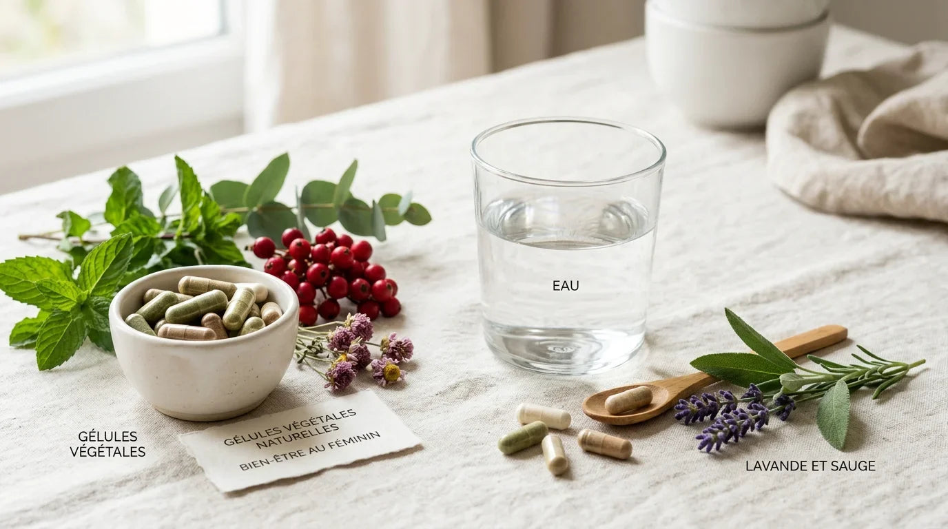 Composition de compléments alimentaires et de plantes pour le confort du cycle Image