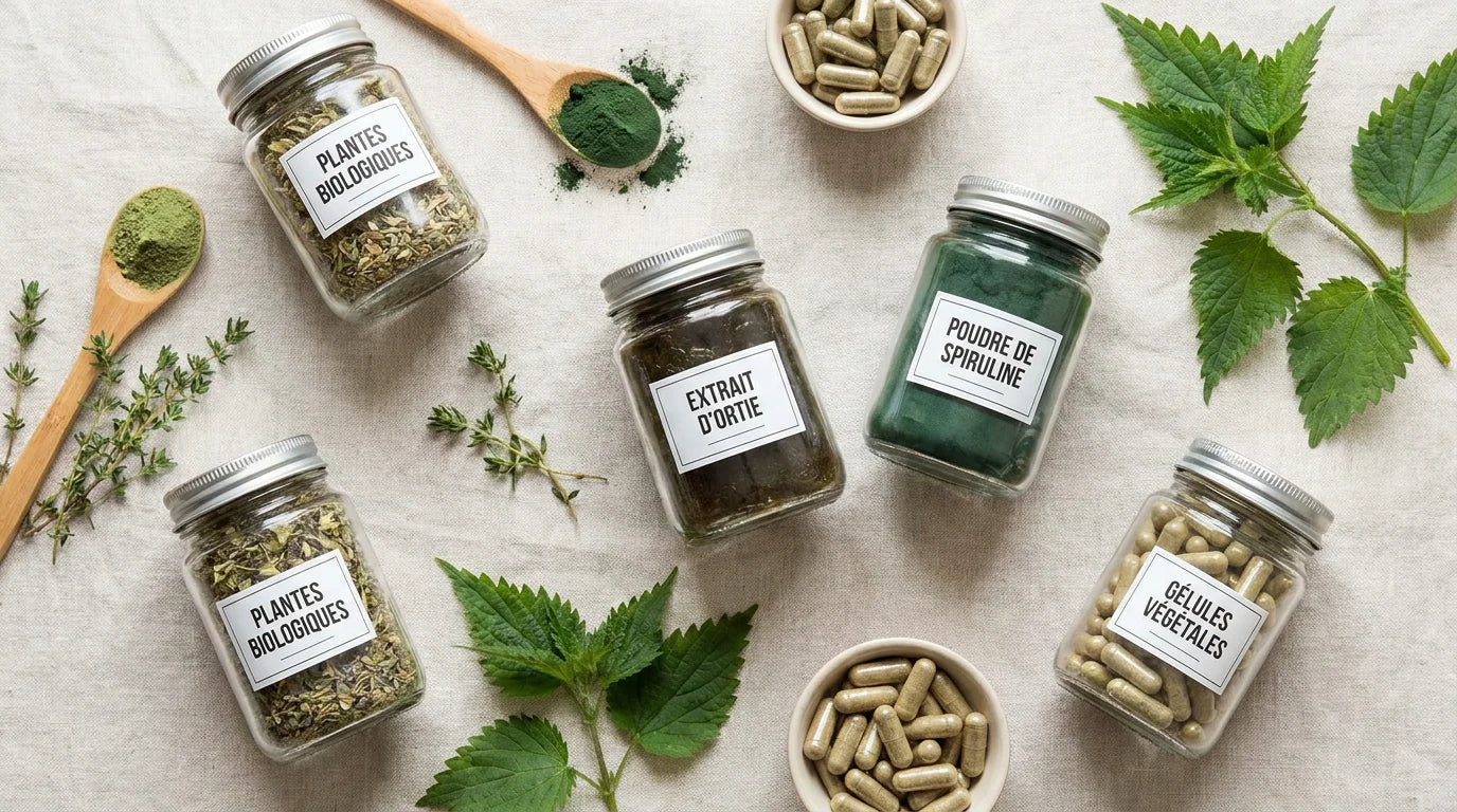 Assortiment de compléments alimentaires naturels pour le bien-être Image