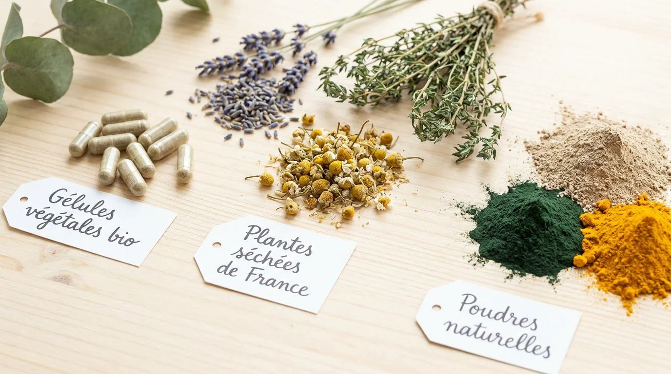Compléments alimentaires naturels sous forme de gélules et poudres de plantes Image