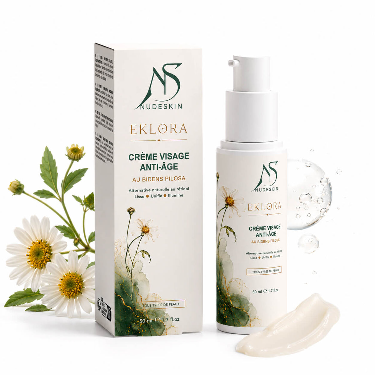 Crème Anti-Age au Rétinol Naturel Bidens Pilosa - Eklora™